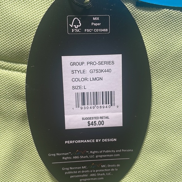 Greg Norman pro series polo line green size L NWT - Picture 5 of 5